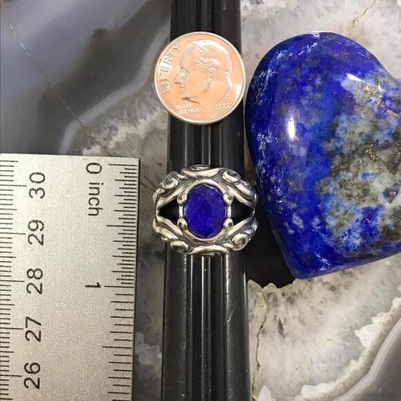 Carolyn Pollack Sterling Silver Lapis & Faceted Clear Quartz Doublet Ring Sz 5.5 - Picture 9 of 10